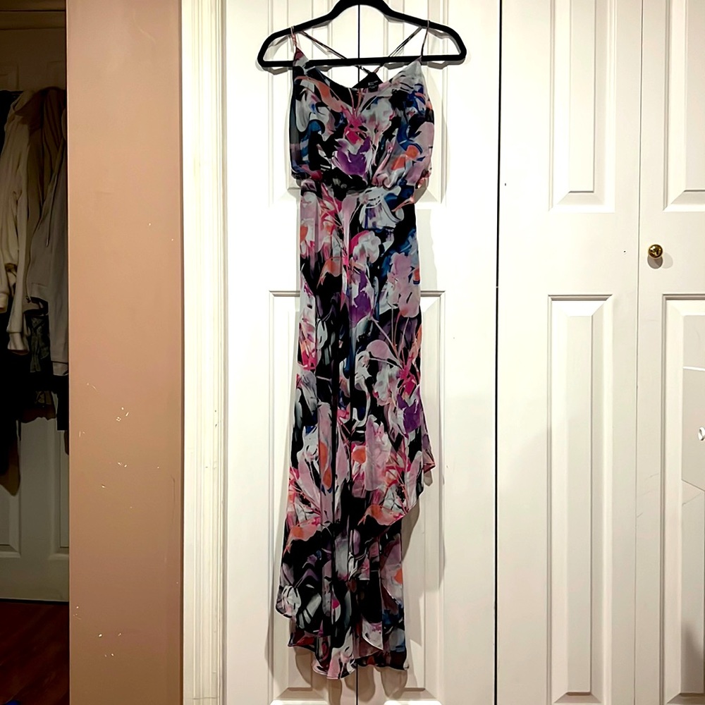 Marciano Asymmetrical Abstract Flower Print Dress